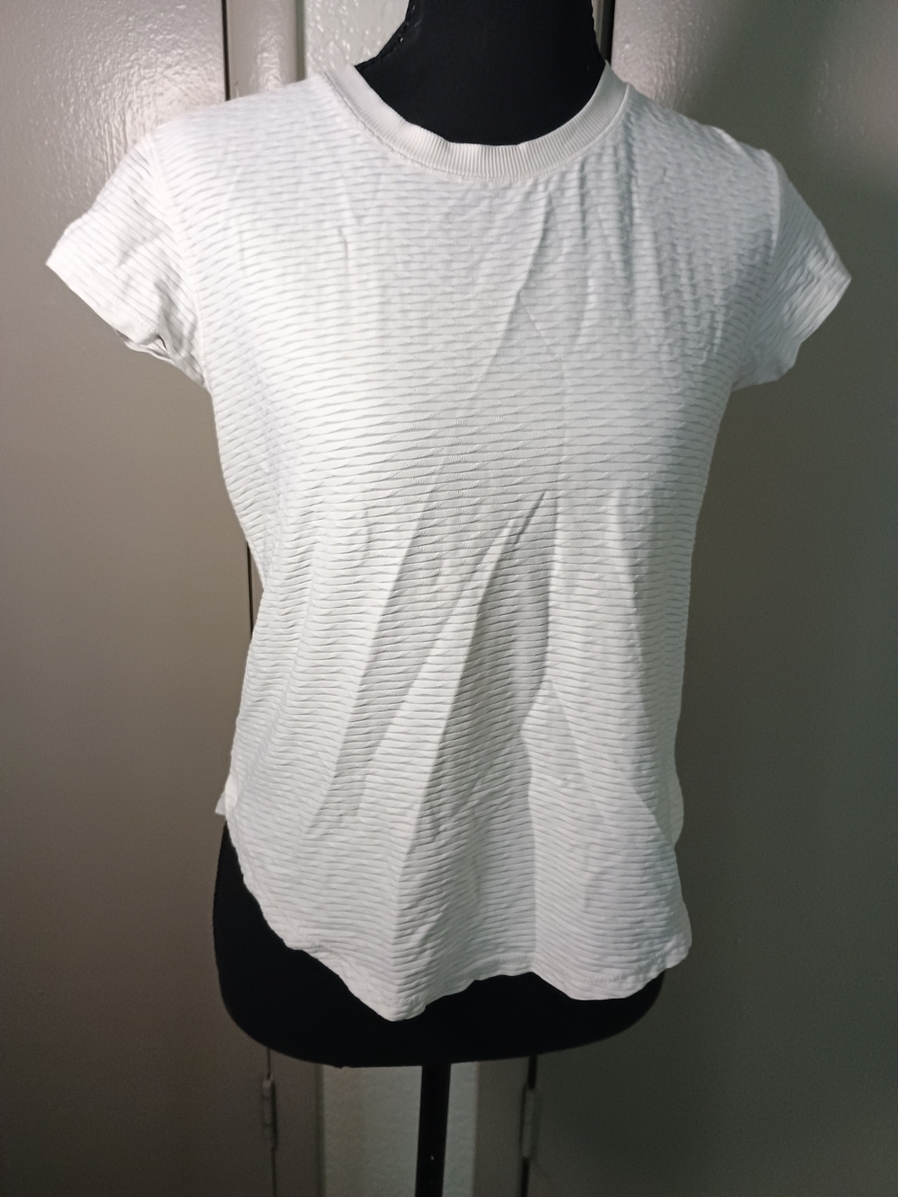 CALIA Textured Short Sleeve Tee in White Size XS